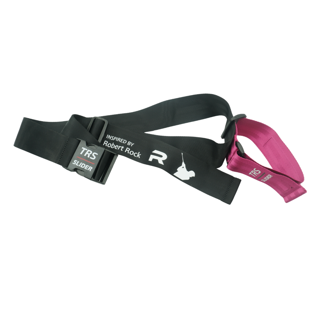 TRS Slider training aid flat lay showing chest strap, buckle, and sliding mechanism